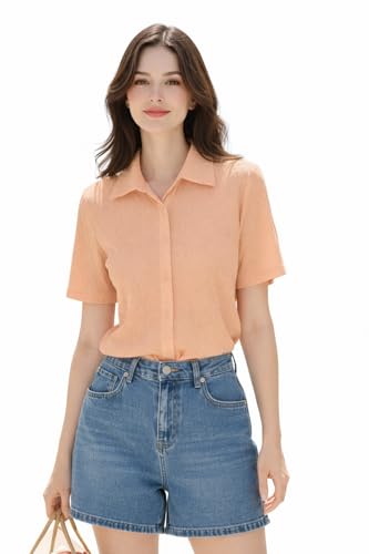 Image of Zilcon Bricks Womens Fashion Crop top for Woman Casual Short Sleeve Shirts for Woman | Women Fashion | Formal Shirts for Women