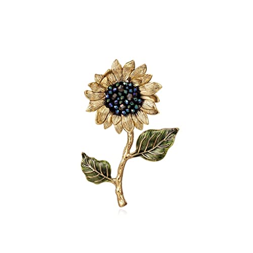 Broche tournesol en cristal pour robe manteau et corsage rétro chic à perle