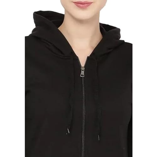 Image of Clotth Theory Women's Cotton Fleece Hooded Neck Sweatshirt | Hoodie Jacket with Kangaroo Pocket