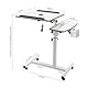 Warmiehomy Höhenverstellbarer Schreibtisch Laptoptisch mit Rollen Computertische mit Maustablett Mobiler Beistelltisch mit Stifthalter Klappbarer PC Tisch Study Table für Home Office,Bett,Sofa Weiß