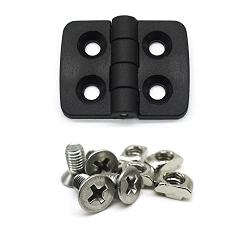 Fullerkreg Lot de 2 charnières 20 - Noir - Profil 20 x 20 - Rainure 6 - Avec fixation avec vis à tête fraisée Phillips M5 x 12 Cover