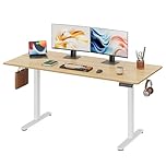 DEVAISE Electric Standing Desk Height Adjustable 160×70 cm, Sit Stand Desk with Memory Smart Pannel, Splice Board, Quiet Operation, Sturdy Metal Frame for Home Office, Maple