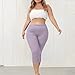 Sinzelimin Womens Plus Size Yoga Capri Leggings Fashion Solid Color Elastic Waist Stretchy Comfy Slim Fit Cropped Sweatpants Pink 4X-Large