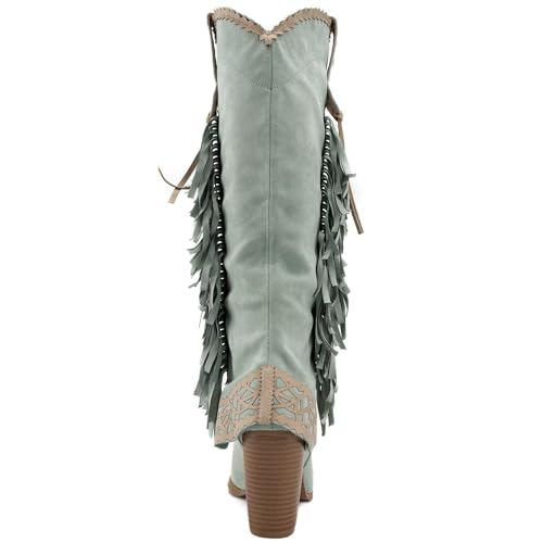 Image of KaroNairy Women Knee High Boots Faux Leather Long Boots Low Chunky Heel Square Toe Side Zipper Fall Tall Boots