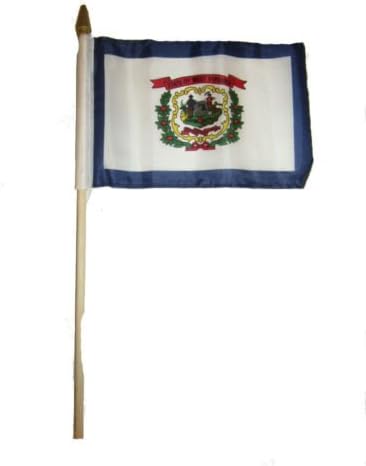 Wholesale Lot of 12 6x9 6''x9'' State of West Virginia Stick Flag wood Staff - Party Decorations Supplies For Parades - Prime Outside, Garden, Men Cave Decor Flag