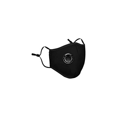 Preisvergleich Produktbild Supertong 1 Stück Face Cover Wiederverwendbar Waschbar Baumwolle Mundschutz Einfarbig Einstellbar Gesichtsschutz Outdoor Winddicht Staubdicht Face Shield Mundbedeckung mit Atemventil (Schwarz)