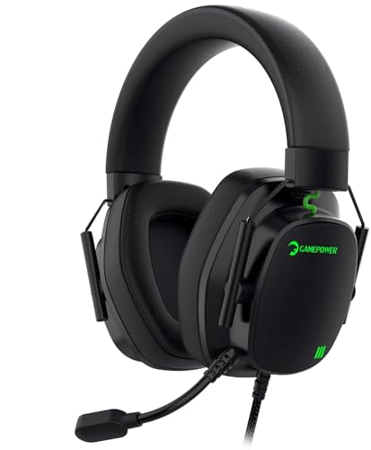 GAMEPOWER KAI X - Auriculares para juegos con conector de 3,5 mm, auriculares con cable con controladores de 50 mm, diseño cómodo, audio espacial 360, micrófono con cancelación de ruido, PS4, PS5,