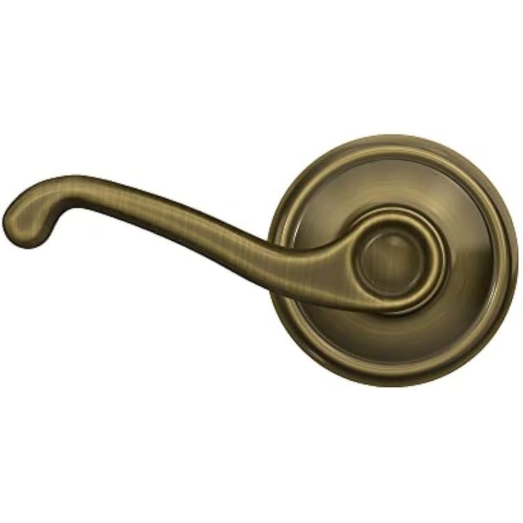 Schlage F10 FLA 609 Flair Door Lever, Hall & Closet Passage Lock, Antique Brass