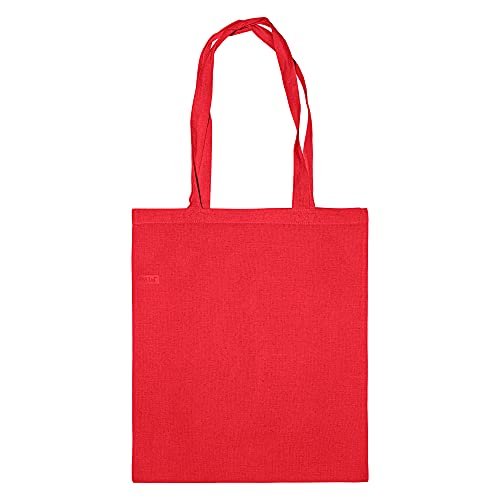 IMFAA Plain Tote Medium(40x36+60) Cm 100% Cotton Canvas Reusable Shoulder/Hand Tote Shopping Bags. (Pack-10, Red)