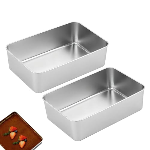 2lb Loaf Tin, 2Pcs Banana Bread Pan Non Stick Rectangular Cake Mould Stainless Steel Tin Bread Loaf Pan for Baking Cake Lasagna Oven Dishwasher Safe (22x14.5x6cm)