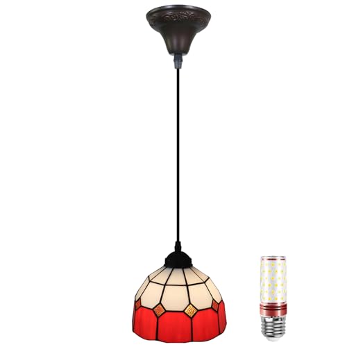 Uziqueif Lampada a Sospensione in Stile Tiffany, Lampada a Sospensione 8 Pollici, per Sala da Pranzo, Soggiorno, Cucina, Camera da Letto, Altezza Regolabile, Lampada a Sospensione a Soffitto,Rosso Uziqueif Lampada a Sospensione in Stile Tiffany, Lampada a Sospensione 8 Pollici, per Sala da Pranzo, Soggiorno, Cucina, Camera da Letto, Altezza Regolabile, Lampada a Sospensione a Soffitto,Rosso