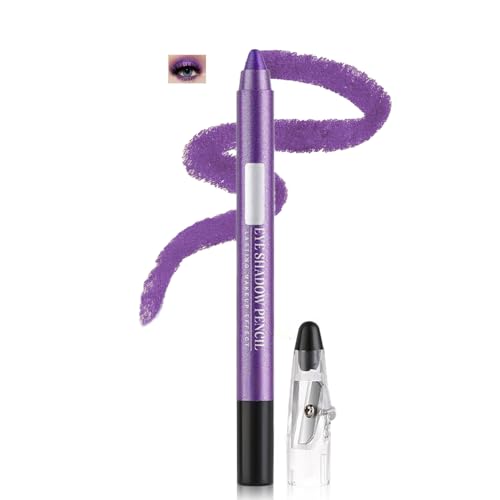 Long-Lasting Smudge-Proof Glitter Eye Makeup, Creamy Crayon Eyeshadow & Eyeliner Stick with Built-in Sharpener – Waterproof Shimmer Eye Pencil (10#PEARLY PURPLE)