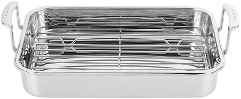 Scanpan STS Stainless Steel Roasting Pan with Rack 42 x 26 cm, Oven Safe, Dishwasher Safe