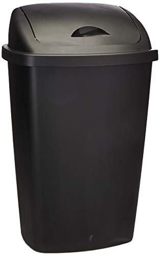 Sterilite 10889004 13.2 Gallon Plastic Home/Office Kitchen Bathroom Basement Garage SwingTop Waste Basket Trash Can or Recycling Bin, Black #1