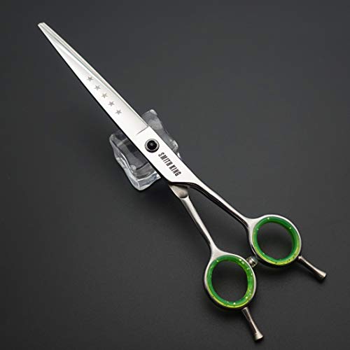 7,0 Zoll Professional Dog Grooming Scissors Set Gerade & Ausdünnen & Gebogen & Chunker & Kamm 5 Stück in 1 Set für Linkshänder & Rechtshänder Silberfarbe