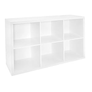 ClosetMaid 6 Cube Storage Shelf Organizer Bookshelf with Back Panel, Easy Assembly, Wood, White Finish