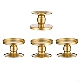 Yhenlovtt Modernes goldenes Eisen-Kerzenständer-Set für Heimdekoration, Hochzeit, Weihnachten und Partys, Kerzenhalter mit mattem Finish, 2/3/4/6 Stück (4 Stück)