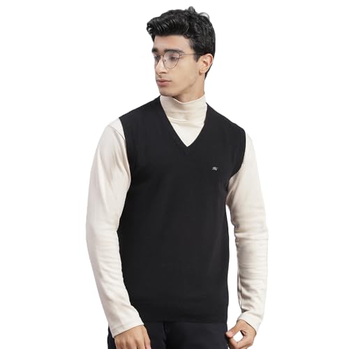 Image of Monte Carlo Off White Solid V Neck Sweater | Warm Woolen Pullover for Men | Soft Comfortable Knitted Winter Wear Sweater for Men's