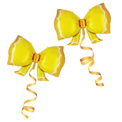 Image of 36 Inches Bow Foil Balloon Huge Bowtie Pink Balloon for Baby Shower, Wedding, Kids Theme Party Decoration (Yellow)