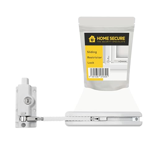Home Secure™ Child Safety Window Lock. Self Adhesive Window Restrictor Security & Sliding Safety Locks for Kids and Pets - Fits UPVC and Most Windows - White