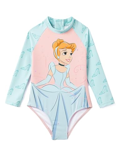 Image of Disney Frozen Stitch Princess Minnie Mouse Girls Swimsuit Long Sleeve Rashguard UPF 50 One Piece Bathing Suit Size 3M-13Y