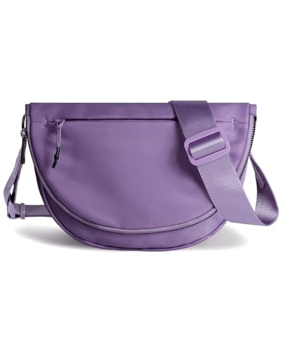 Crescent Bag for Women and Men, Fashion Medium Nylon Folding Crescent Moon Single Shoulder Bag with Adjustable Strap (Dark Purple)