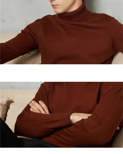 Men's Winter Warm High Neck Sweater Wool Cotton Blend Thick Pullover Casual Knitted Sweater3