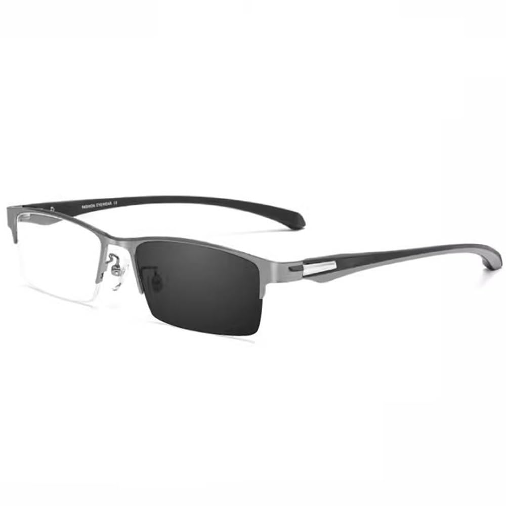 COKYIS Photochrome Lesebrille Halbrand Sonnenbrille Herren Klassische Bifokale Computer Brille Blaulichtfilter Gleitsichtbrille Für Presbyopie (Size : 3.0)