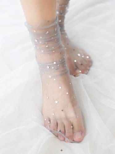 Fashion Women Hot Glitter and Stars Tulle Socks3