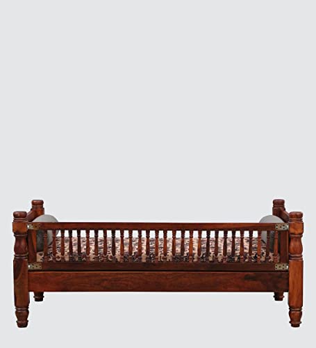 Advika Handicraft Antique Design Sheesham Wood Settee in Honey Oak Finish
