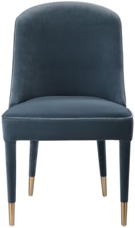 Uttermost Brie - 36 inch Armless Chair (Set of 2)-Slate Blue Velvet/Brushed Brass Finish