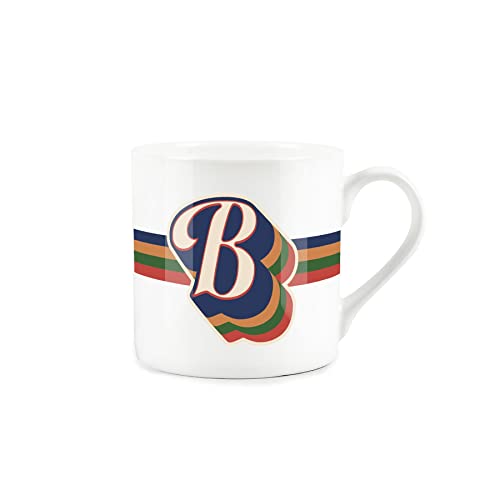 Purely Home Retro Alphabet Letter B Mug - Bone China White Coffee Tea Present Personalised Initial Gift - Image 3