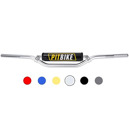 Image of Motorcycle Handlebars 7 /8 Inch,RUTU Universal Dirt Bike Handle Bar with Crossbar Pad Low-Rise Drag Bar for Motocross ATV Quad-Silver