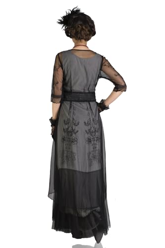 Nataya CL-201 Women's 1920s Edwardian Victorian Vintage Style Wedding Party Dress in Black4