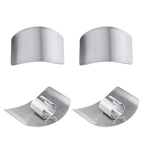 Pywee 4PCS Stainless Steel Finger Cutting Protector Kitchen Safe Chop Cut Tool Guard Kitchen Tool Cover