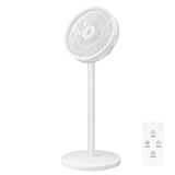 EXTRASTAR Ventilador de Pie Silencioso, oscilante, Modo Noturno, 3 velocidades, diámetro de hélice 32 cm incluye aspas y control remoto, Con Aspas, Moderno, Color Blanco