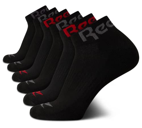 Reebok Mens Quarter Socks - 6 Pack Moisture Wicking Performance Stretch Athletic Ankle Socks for Men (Sizes: 6-12.5)