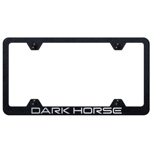 Au-TOMOTIVE GOLD INC. Officially Licensed Laser Etched Steel Wide Body License Plate Frame for Mustang Dark Horse (Rugged Black)