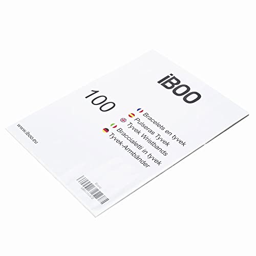 100 Papier-Armbänder aus Tyvek, 19 mm für Events, Festivals, reißfest, in 12 Farben erhältlich 19mm (weiß)