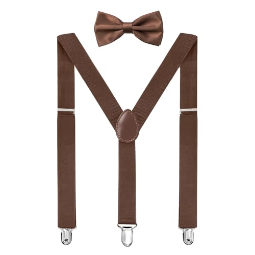 Image of habibee Suspenders and Bow Tie Set for Men, Adjustable Elastic Braces with Y-Back, Diverse Colors, Strong Clips