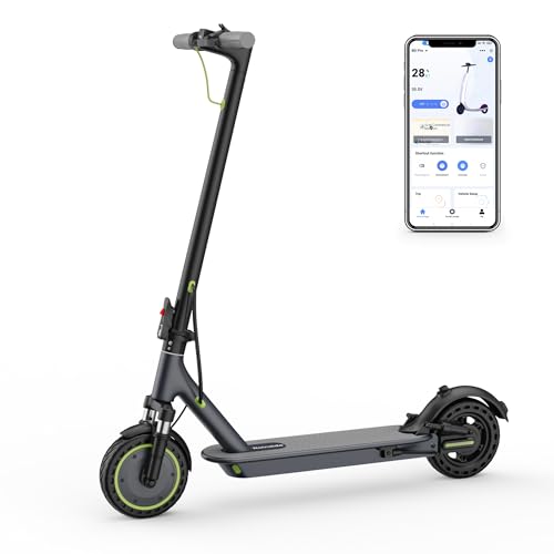 Roinside Dual Suspension Electrict Scooter for Aduts, Up to 19 MPH and 23 Miles Long-Range Portable Commuting Escooter with Double Braking System and App