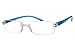 Produktbild Lesebrille rahmenlos transparentes Gestell schöne eckige Form schmale blaue Bügel randlos für Damen Herren leicht sehr modern extra lange Bügel, Dioptrien:Dioptrien 3.0