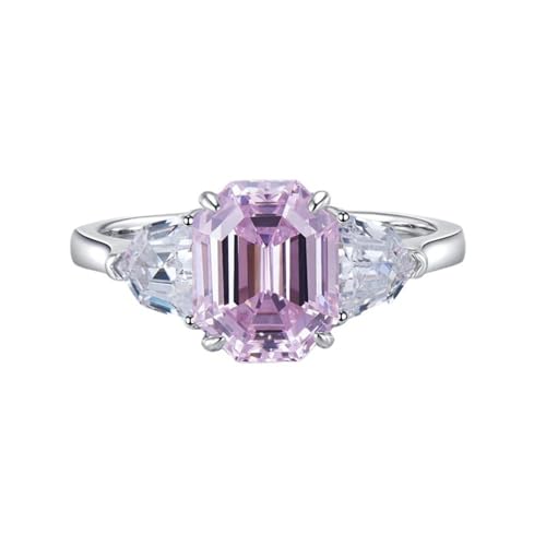 Bague fiançailles rose femme argent sterling S925 zircone cubique 8x10mm
