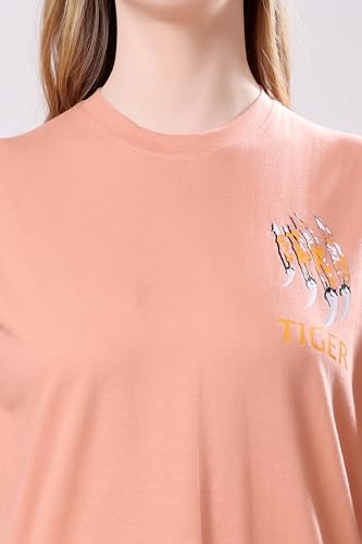 Image of London Hills Women's Cotton Oversized Fit Tshirt |Printed Oversized t Shirts Longline Drop Shoulder Boho Style T-Shirt
