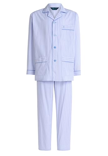 El Búho Nocturno Mens Pajamas Set Cotton Lightweight Summer Long Sleeve Classic Button-Up PJs with Pockets Mens Loungewear