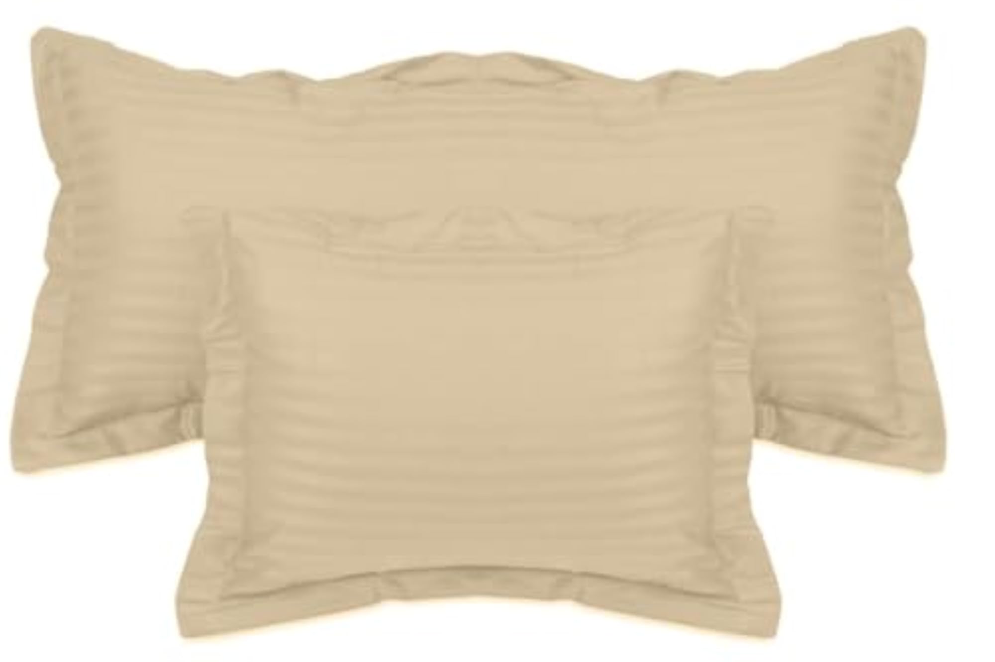 100% Cotton 300tc Queen Size Beige Striped Double Bedsheet