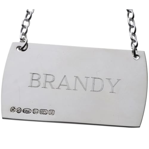 Cators Dekanteretiketten aus Sterlingsilber (Brandy) – leicht, flaches Spirituosen-Dekanter-Etikett, vollständig gepunzt, 925er-Sterlingsilber-Etiketten für Spirituosenkaraffen