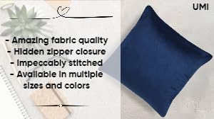 Image of Amazon Brand - Umi Velvet Decorative Cushion Cover 12x12 Inch - Set of 2, Soft Solid Square Throw Pillow Covers for Sofa, Living Room or Home Decor - 30x30 cm in Blue Color