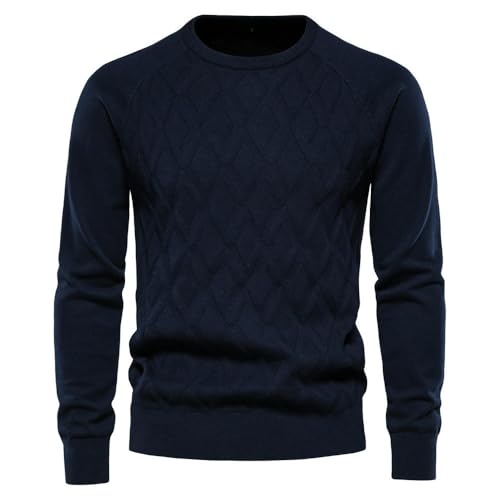 Suéter de punto de algodón para hombre ropa de abrigo clásica de invierno cuello redondo 6