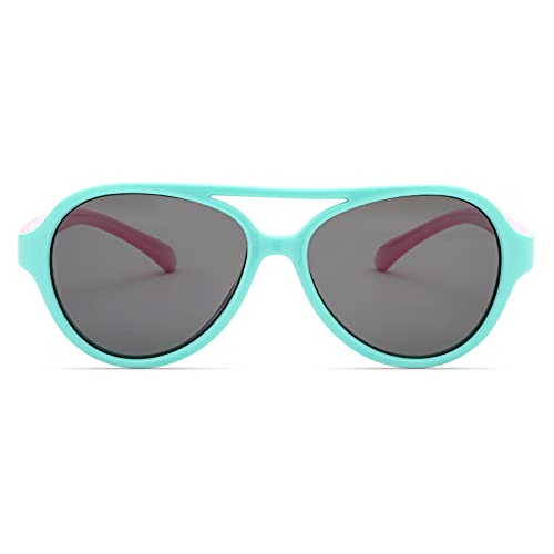 Pro Acme Polarized TPEE Durable Aviator Kids Sunglasses for Boys Girls Soft Rubber Flexible Frame Protective Eyewear Age 3-82